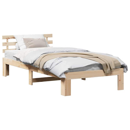 Bed Frame with Headboard Brown 90 x 200 cm Solid Pine wood