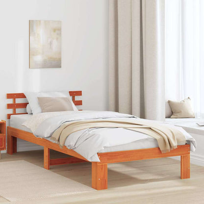 Bed Frame with Headboard Brown 90 x 200 cm Solid Pine wood