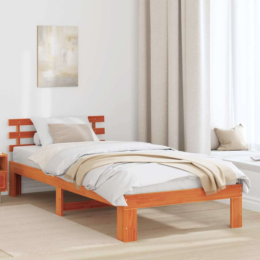 Bed Frame with Headboard Brown 80 x 200 cm Solid Pine wood