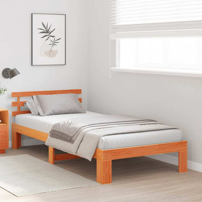 Bed Frame with Headboard Brown 80 x 200 cm Solid Pine wood