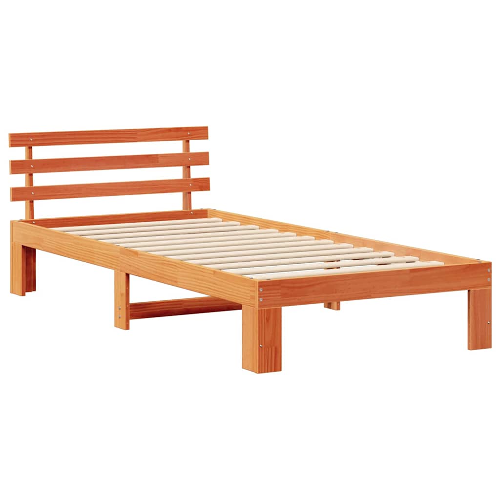 Bed Frame with Headboard Brown 80 x 200 cm Solid Pine wood