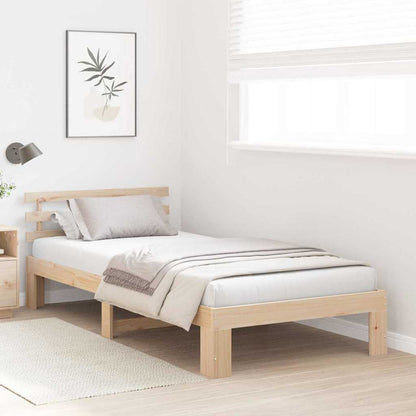 Bed Frame with Headboard Brown 90 x 190 cm Solid Pine wood