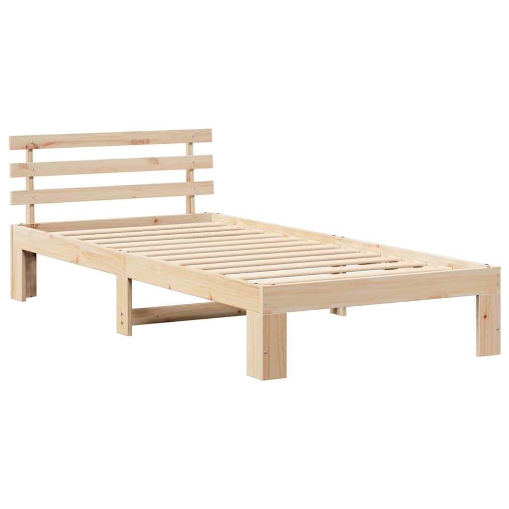 Bed Frame with Headboard Brown 90 x 190 cm Solid Pine wood