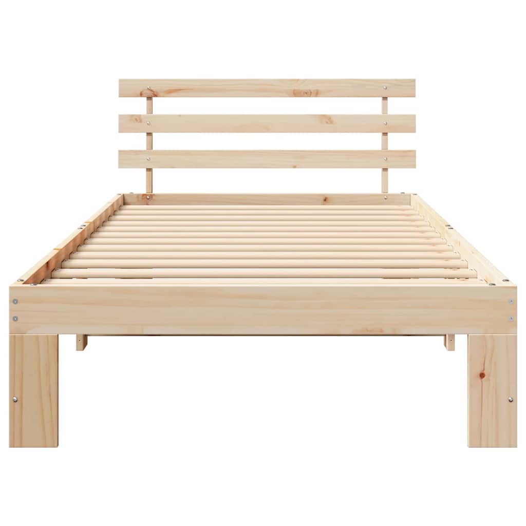 Bed Frame with Headboard Brown 90 x 190 cm Solid Pine wood