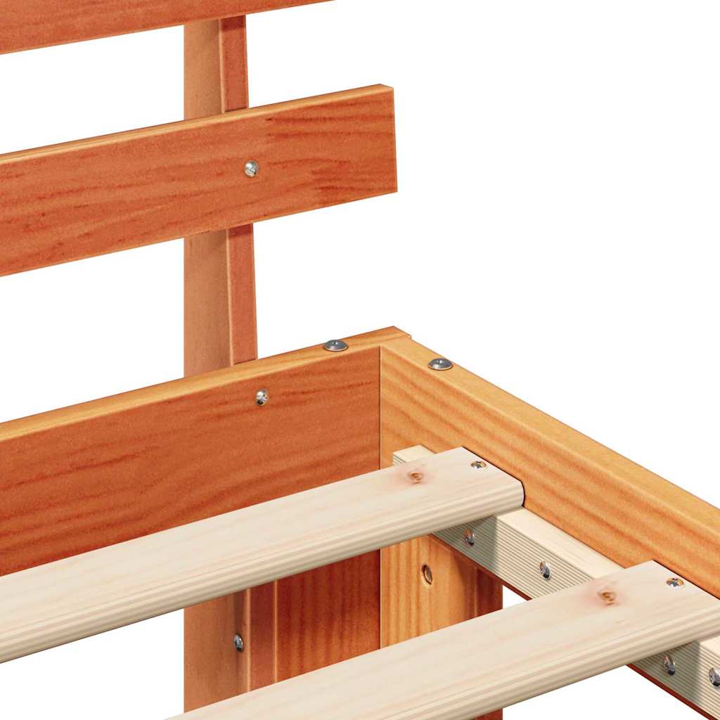 Bed Frame with Headboard Brown 75 x 190 cm Solid Pine wood