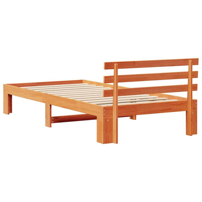 Bed Frame with Headboard Brown 75 x 190 cm Solid Pine wood