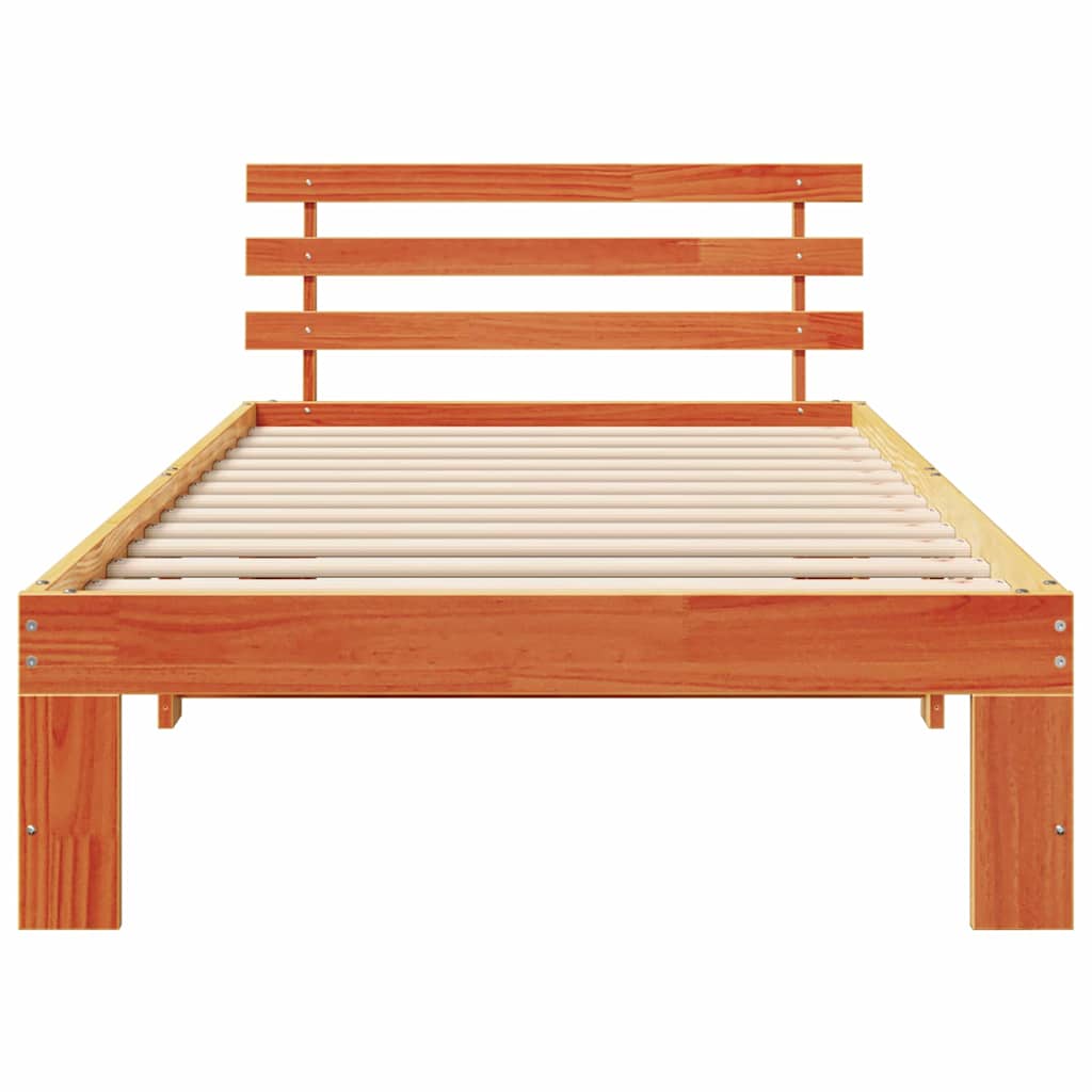Bed Frame with Headboard Brown 75 x 190 cm Solid Pine wood