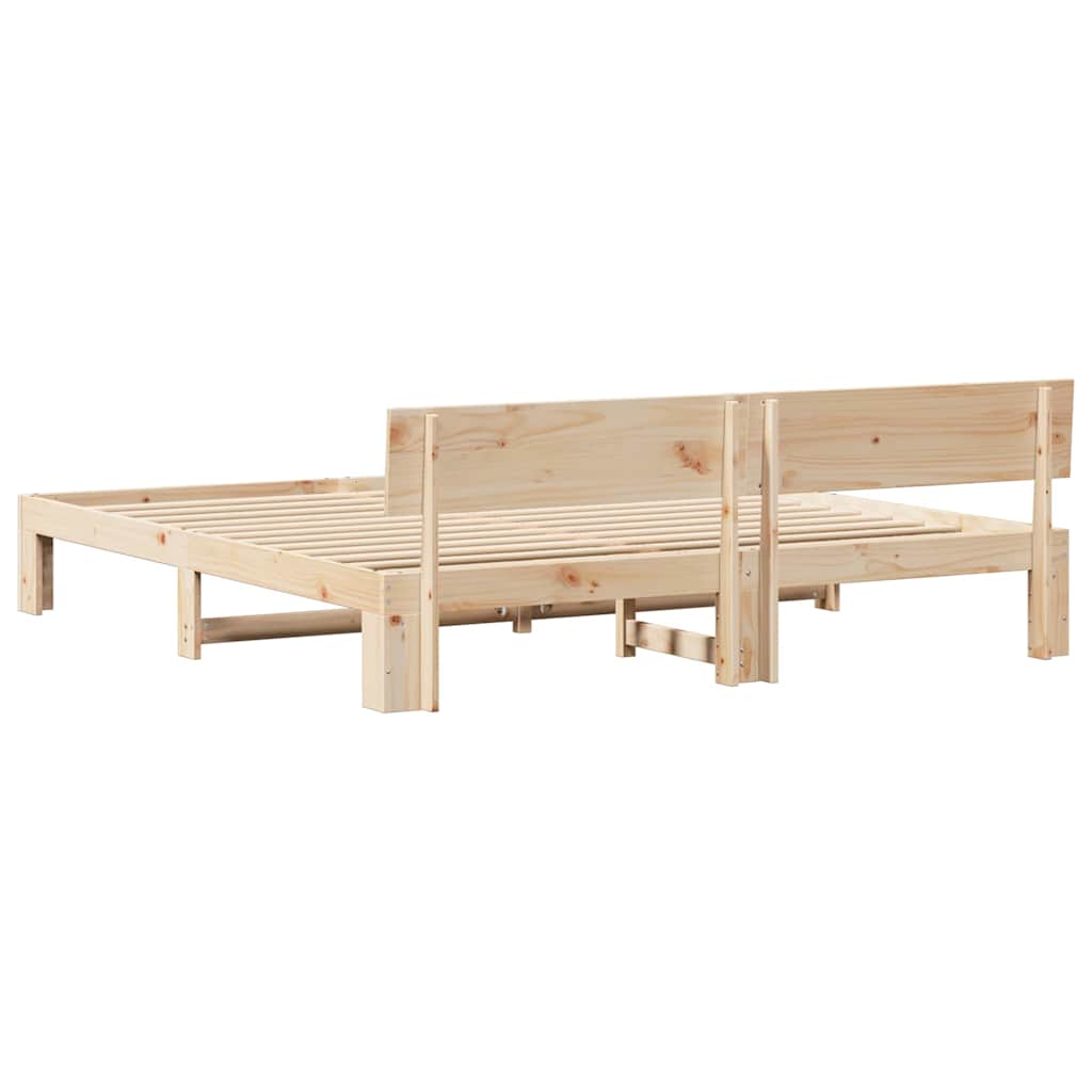 Bed Frame with Headboard Brown 200 x 200 cm Solid Pine wood