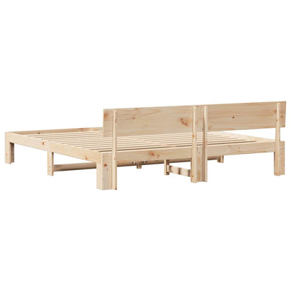 Bed Frame with Headboard Brown 200 x 200 cm Solid Pine wood