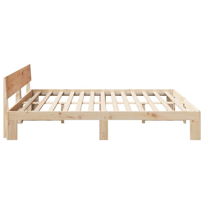 Bed Frame with Headboard Brown 200 x 200 cm Solid Pine wood