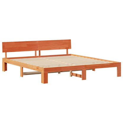 Bed Frame with Headboard Brown 200 x 200 cm Solid Pine wood