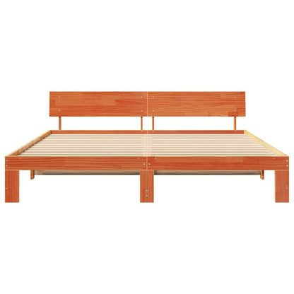 Bed Frame with Headboard Brown 200 x 200 cm Solid Pine wood