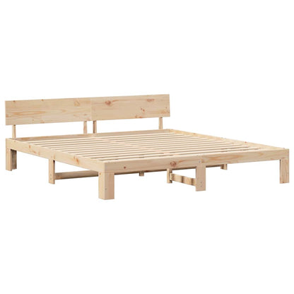 Bed Frame with Headboard Brown 180 x 200 cm Solid Pine wood