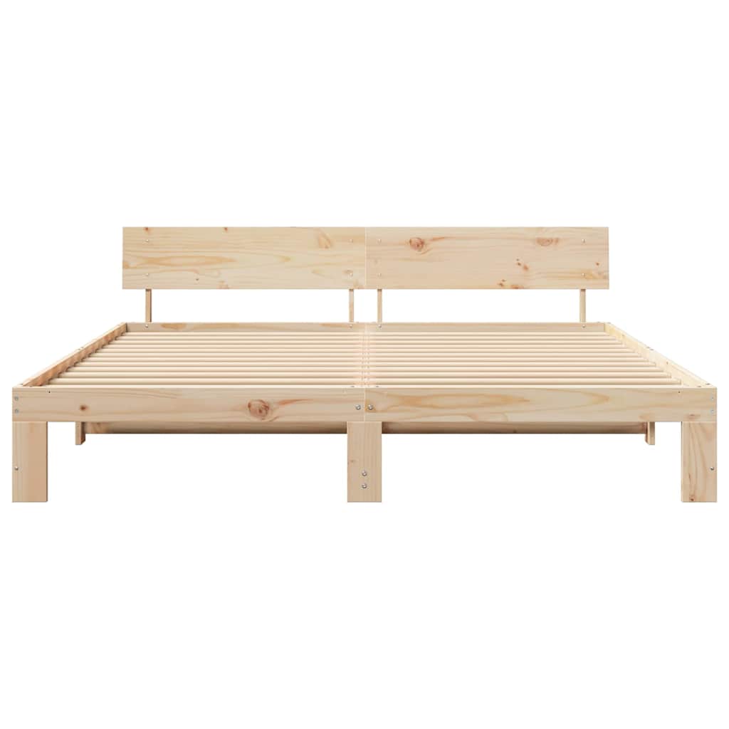 Bed Frame with Headboard Brown 180 x 200 cm Solid Pine wood