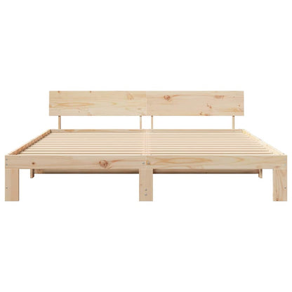 Bed Frame with Headboard Brown 180 x 200 cm Solid Pine wood