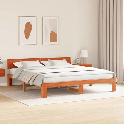 Bed Frame with Headboard Brown 180 x 200 cm Solid Pine wood