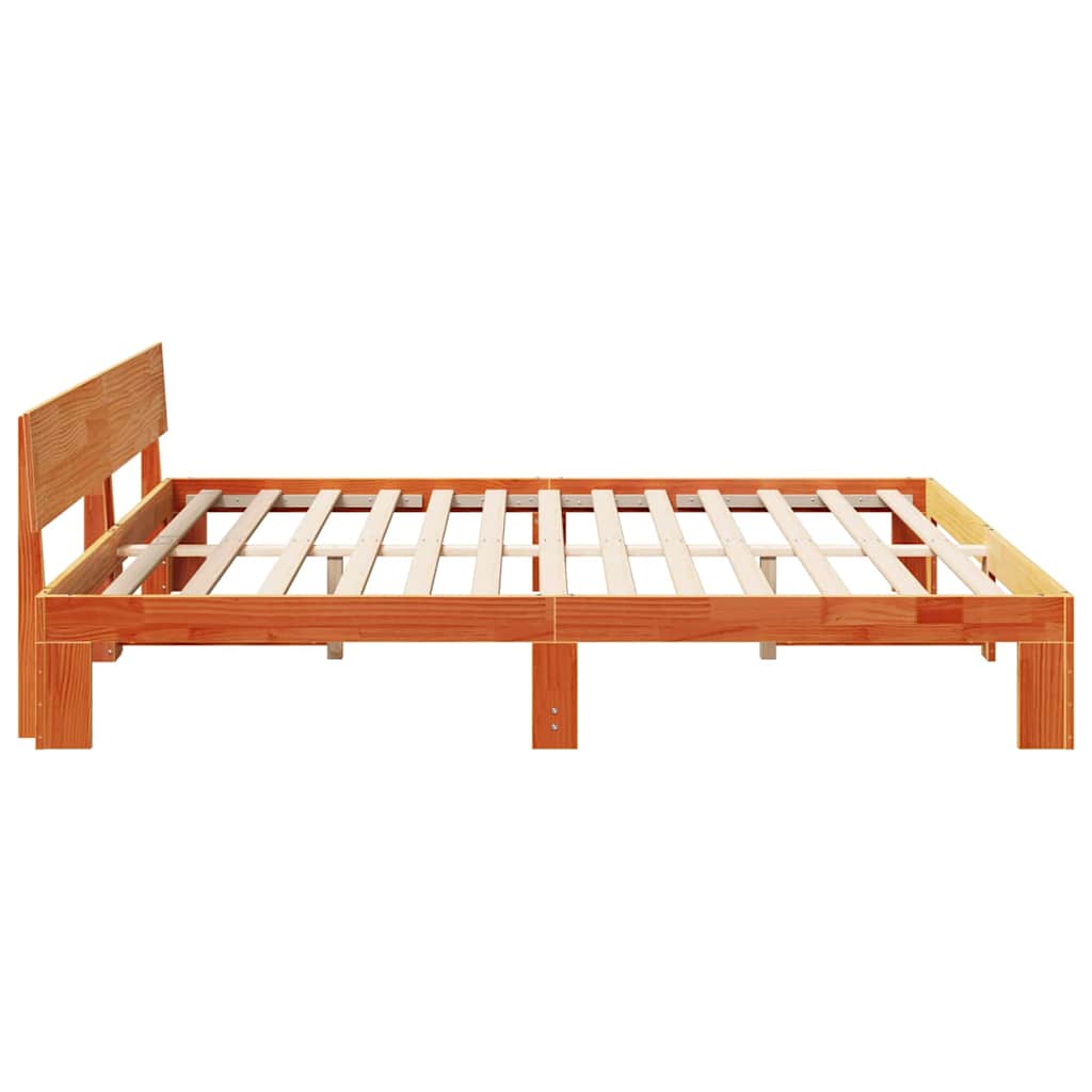 Bed Frame with Headboard Brown 180 x 200 cm Solid Pine wood