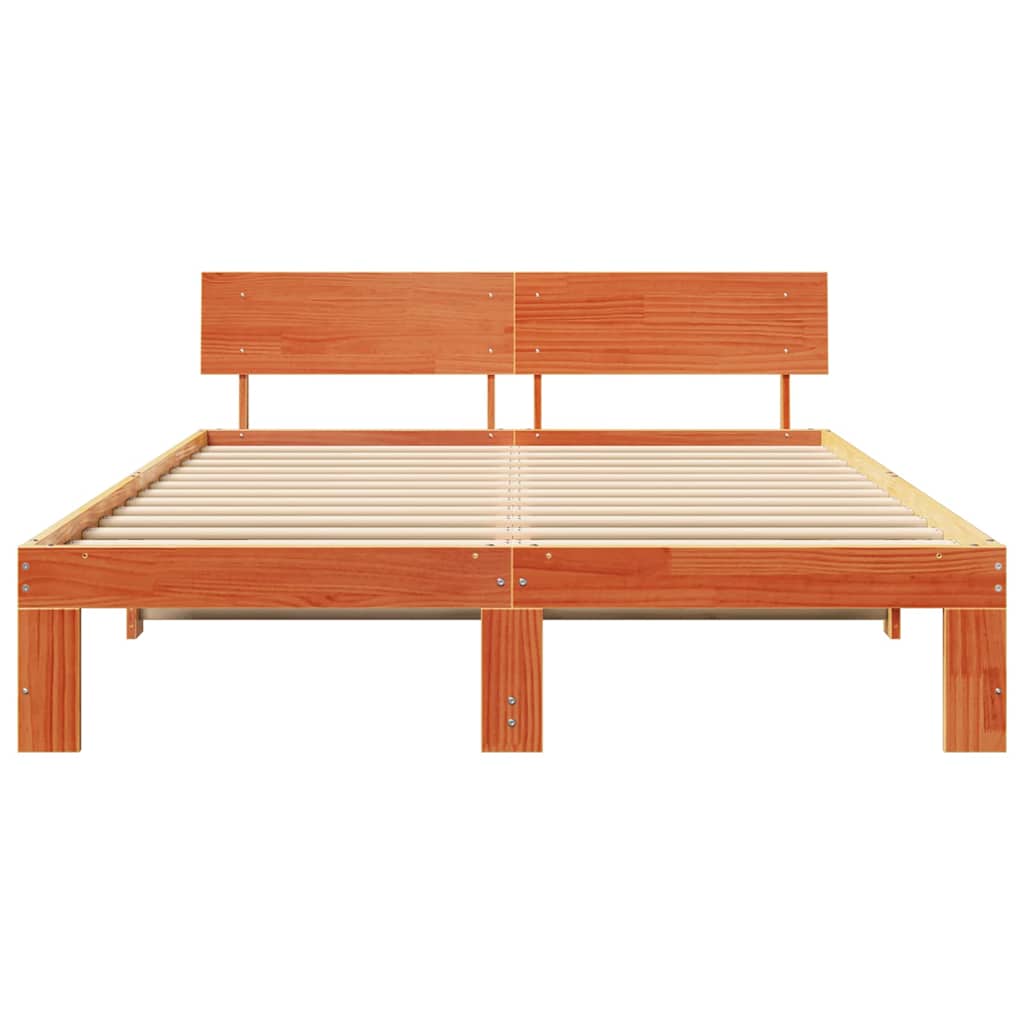 Bed Frame with Headboard Brown 160 x 200 cm Solid Pine wood