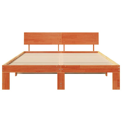 Bed Frame with Headboard Brown 160 x 200 cm Solid Pine wood