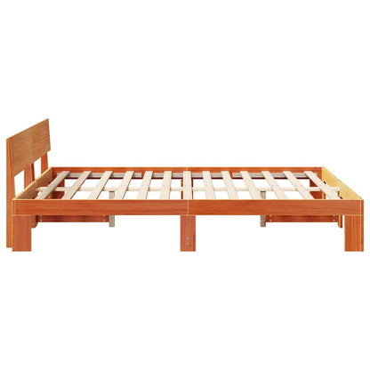 Bed Frame with Headboard Brown 160 x 200 cm Solid Pine wood
