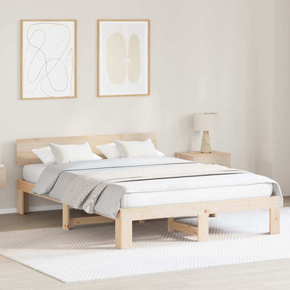Bed Frame with Headboard Brown 150 x 200 cm Solid Pine wood