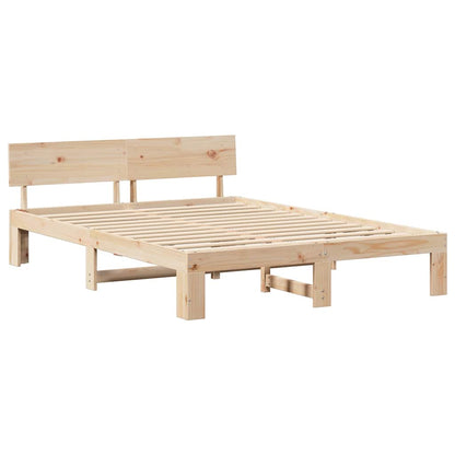Bed Frame with Headboard Brown 150 x 200 cm Solid Pine wood