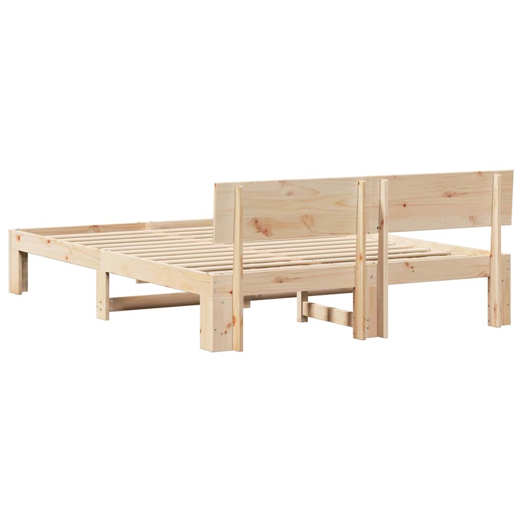 Bed Frame with Headboard Brown 150 x 200 cm Solid Pine wood