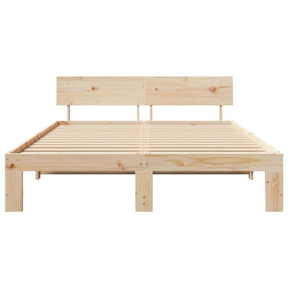 Bed Frame with Headboard Brown 150 x 200 cm Solid Pine wood