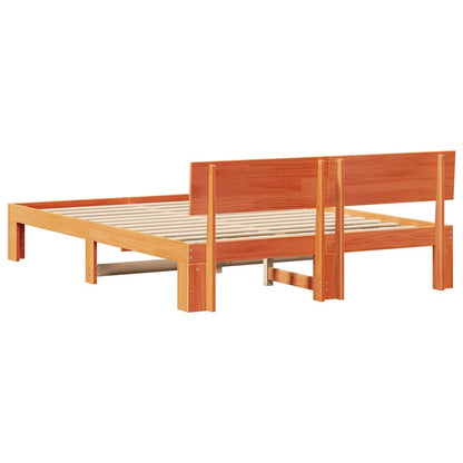 Bed Frame with Headboard Brown 150 x 200 cm Solid Pine wood