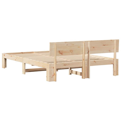 Bed Frame with Headboard Brown 140 x 200 cm Solid Pine wood