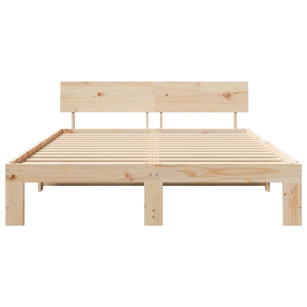 Bed Frame with Headboard Brown 140 x 200 cm Solid Pine wood