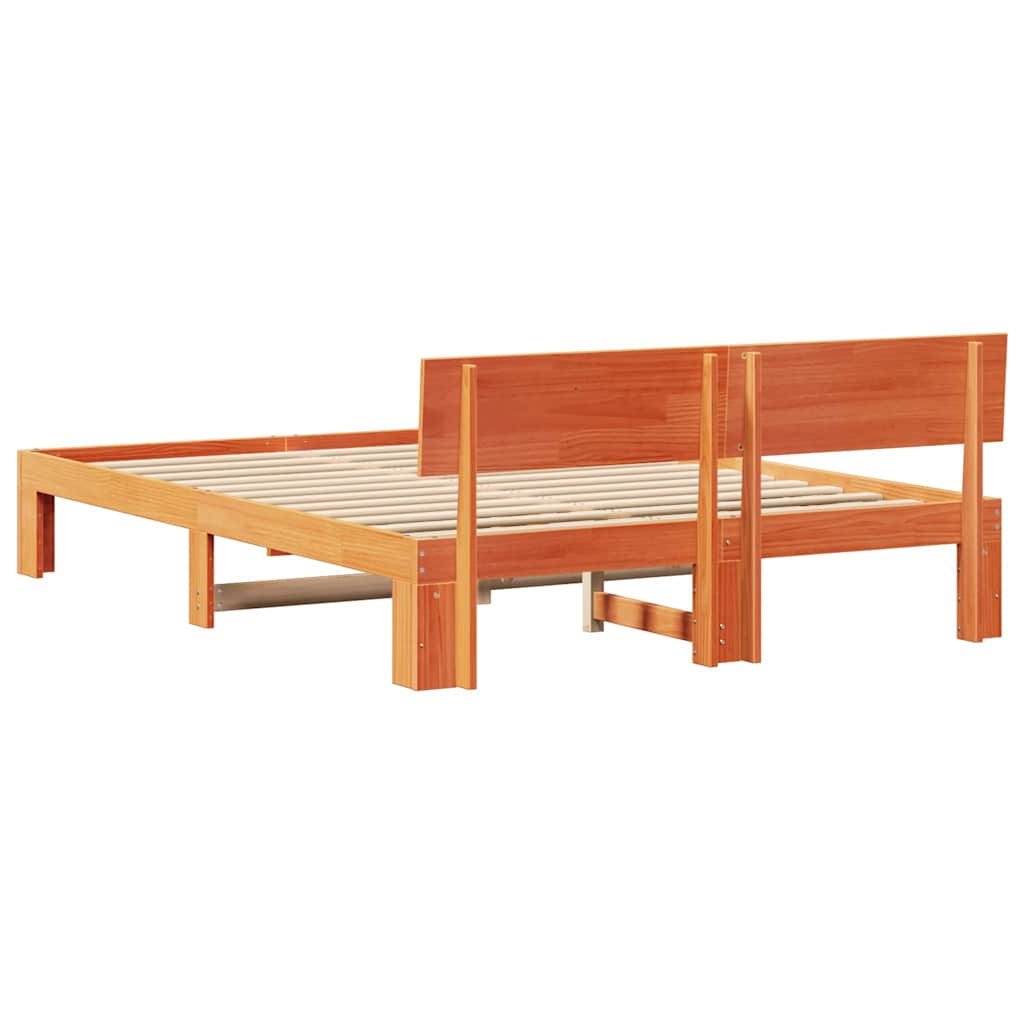 Bed Frame with Headboard Brown 140 x 200 cm Solid Pine wood