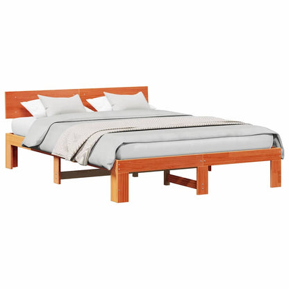 Bed Frame with Headboard Brown 140 x 200 cm Solid Pine wood
