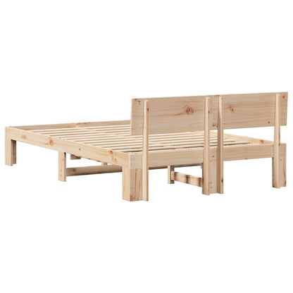 Bed Frame with Headboard Brown 140 x 190 cm Solid Pine wood
