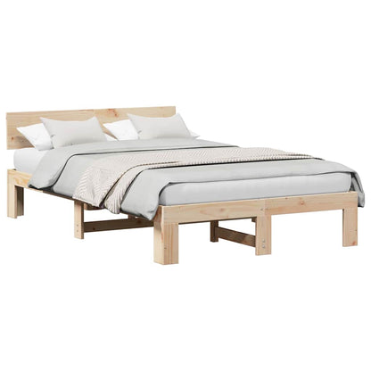 Bed Frame with Headboard Brown 140 x 190 cm Solid Pine wood