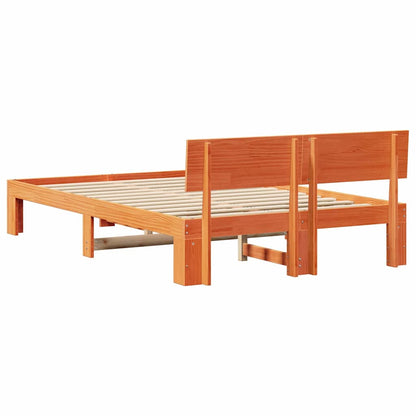 Bed Frame with Headboard Brown 140 x 190 cm Solid Pine wood