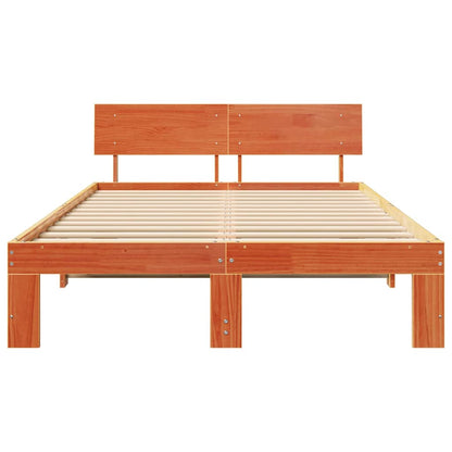 Bed Frame with Headboard Brown 140 x 190 cm Solid Pine wood