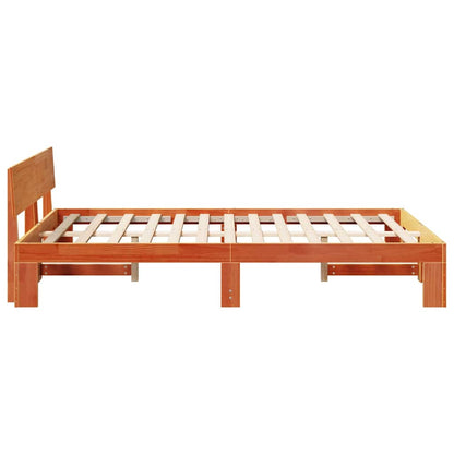 Bed Frame with Headboard Brown 140 x 190 cm Solid Pine wood