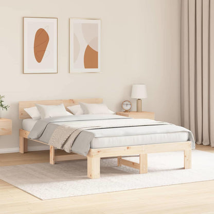 Bed Frame with Headboard Brown 135 x 190 cm Solid Pine wood
