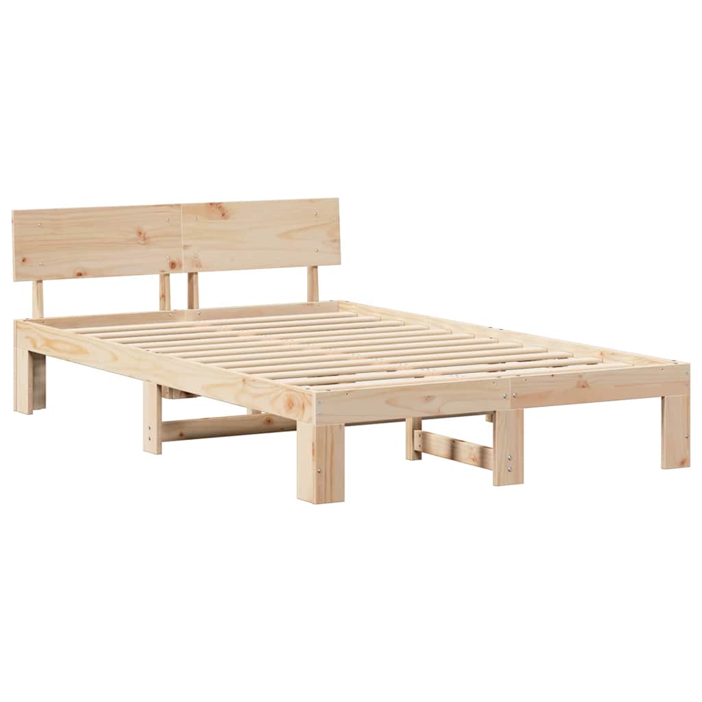 Bed Frame with Headboard Brown 135 x 190 cm Solid Pine wood