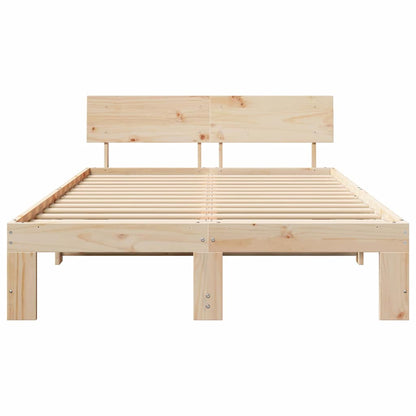 Bed Frame with Headboard Brown 135 x 190 cm Solid Pine wood