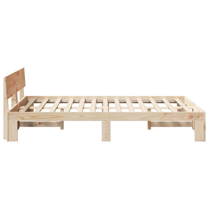 Bed Frame with Headboard Brown 135 x 190 cm Solid Pine wood