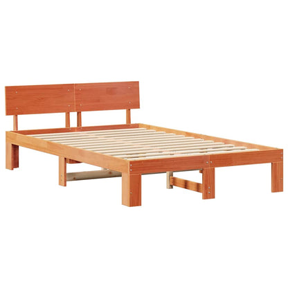 Bed Frame with Headboard Brown 135 x 190 cm Solid Pine wood