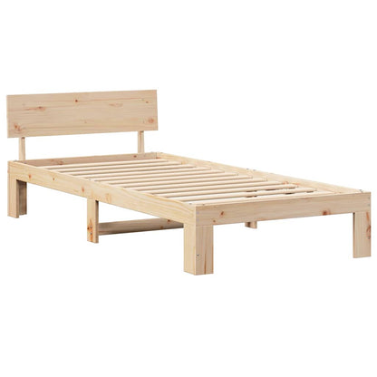 Bed Frame with Headboard Brown 90 x 200 cm Solid Pine wood