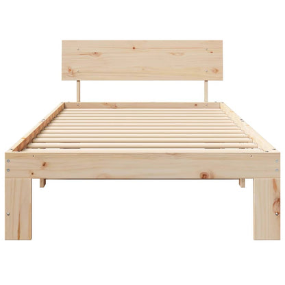 Bed Frame with Headboard Brown 90 x 200 cm Solid Pine wood