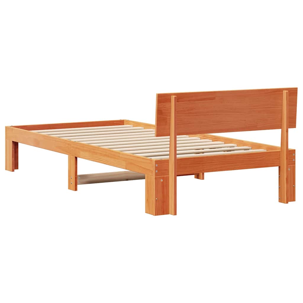 Bed Frame with Headboard Brown 90 x 200 cm Solid Pine wood