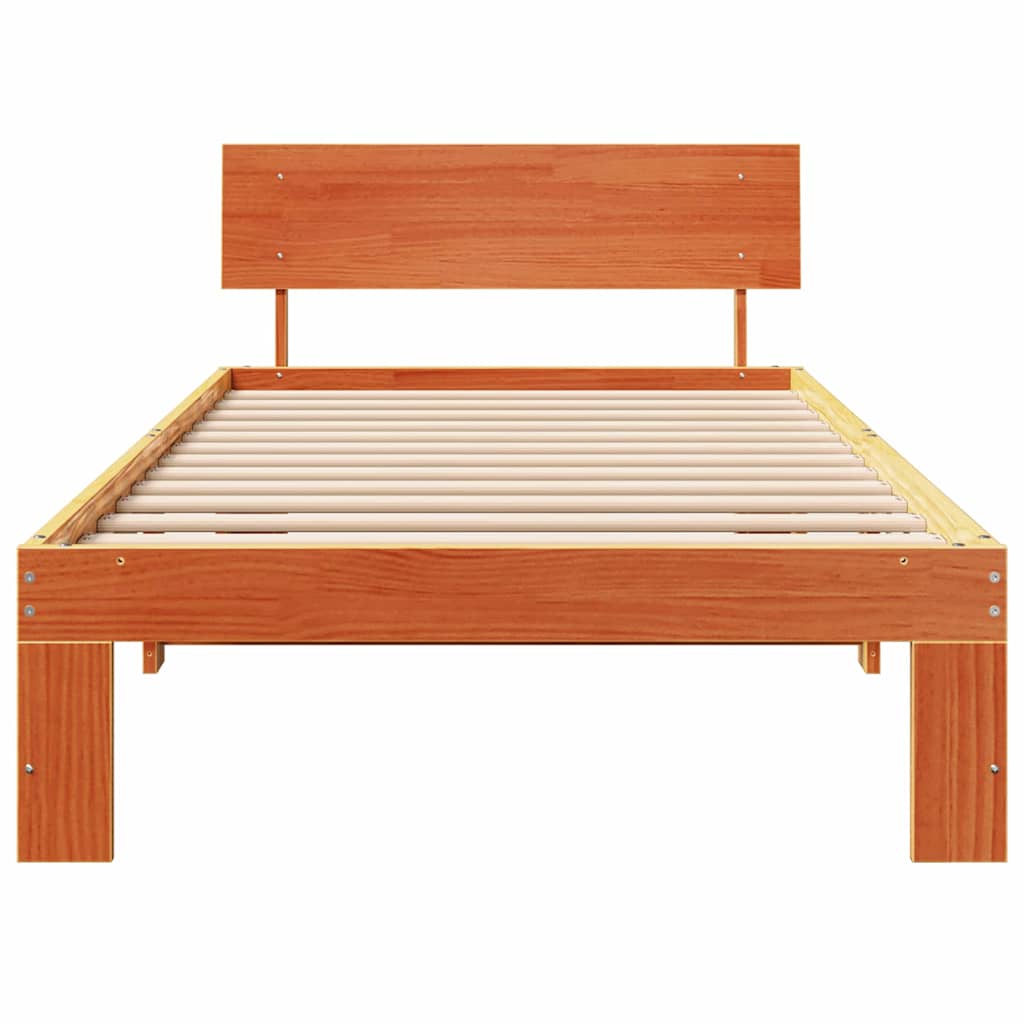 Bed Frame with Headboard Brown 90 x 190 cm Solid Pine wood