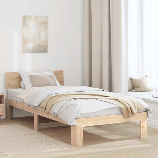 Bed Frame with Headboard Brown 75 x 190 cm Solid Pine wood