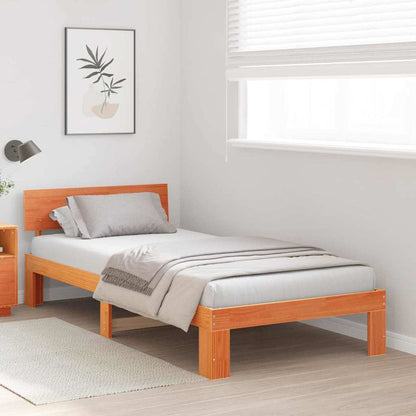 Bed Frame with Headboard Brown 75 x 190 cm Solid Pine wood