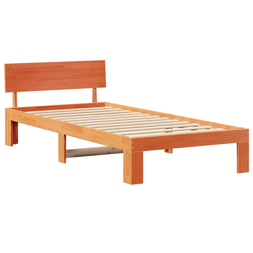 Bed Frame with Headboard Brown 75 x 190 cm Solid Pine wood